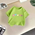 thumbnail image 2 of Utlike Girls Shirt Cute Print Graphic Round Neck Short Sleeve Summer Casual T Shirt Popular Tee Size 5 Years-6 Years Light Green, 2 of 4
