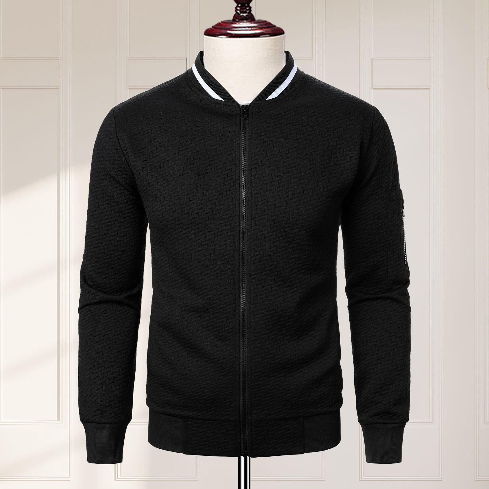 Jacquard Loosed Zip Blouson Jacquard YOKE Zip Blue Up NY