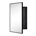 thumbnail image 2 of 17.5'' x 29'' Black Recessed and Surface Mount Bathroom Medicine Cabinet with Mirror Matt Black Square Cornered Metal Framed Rounded Rectangle Medicine Cabinet Mirror, 2 of 9