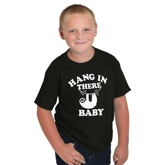 Hang In There Sloth Encouragement Crewneck T Shirts Boy Girl Teen Brisco Brands L