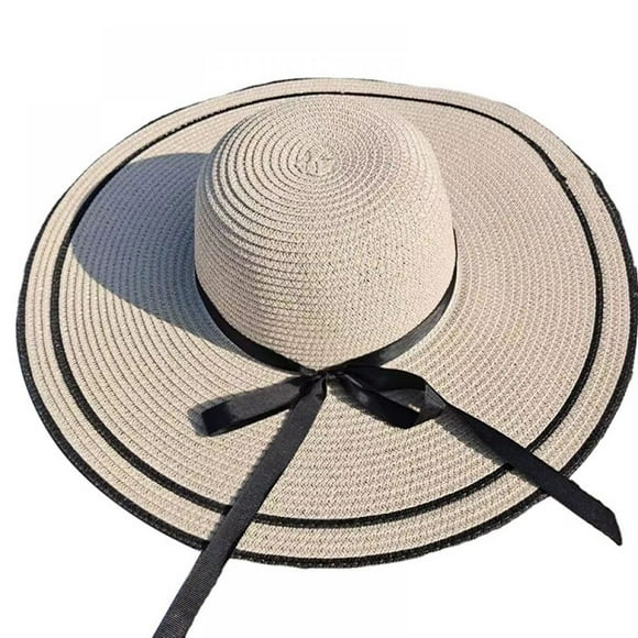 Sombreros para el sol para mujer Sombrero de playa UPF 50+ Sombrero de paja con ala ancha