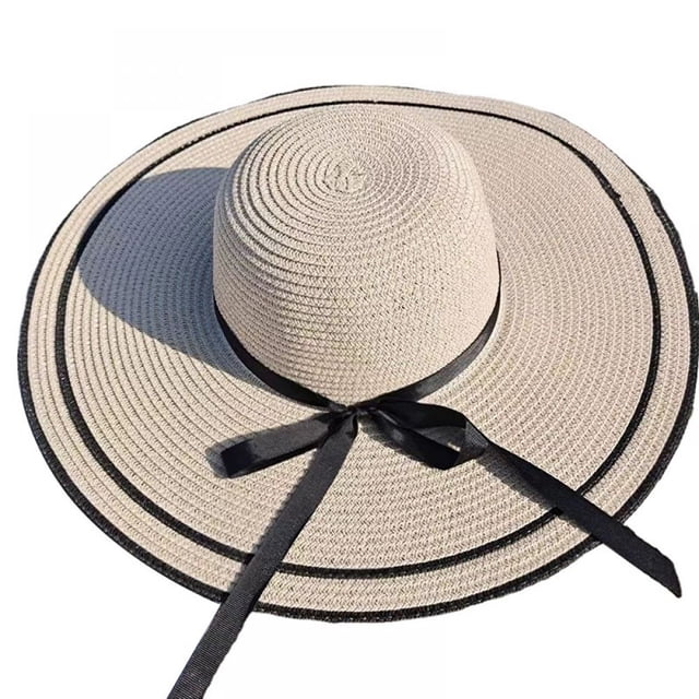 Sombreros para el sol para mujer Sombrero de playa UPF 50+ Sombrero de paja con ala ancha