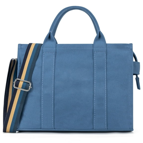 KABAQOO Canvas Tote Bag, Casual Crossbody Handbags, Satchel Fashion Shoulder Bags for Women Blue