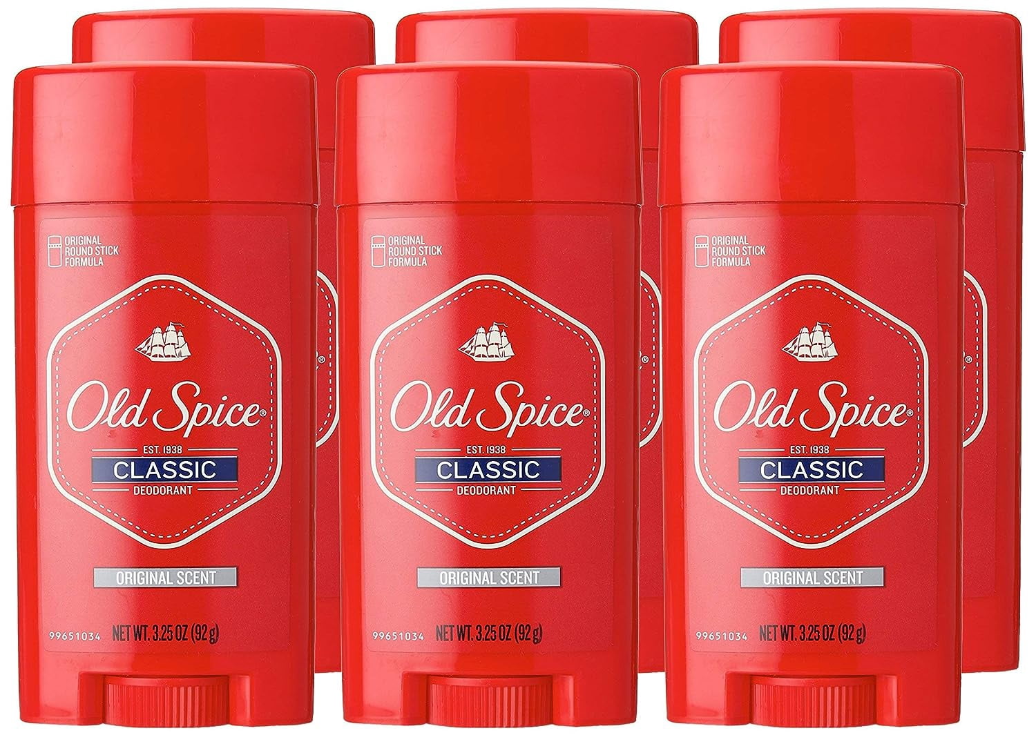 Old Spice Classic Deodorant Stick Original 3.25 Oz (Pack Of 6)