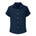 thumbnail image 5 of hotojiny Toddler Girls Button down Shirts Kids Short Sleeve Plain Boys Top Lightweight Collared Beach Travel Blouse for 3-14 Years, 5 of 7