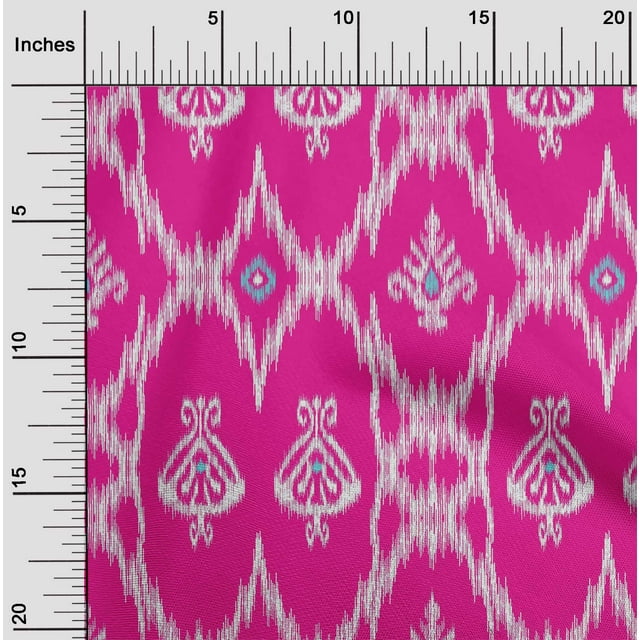oneOone Tissu Viscose Georgette Imprimé Géométrique Ikat BTY 42 Pouces de Large