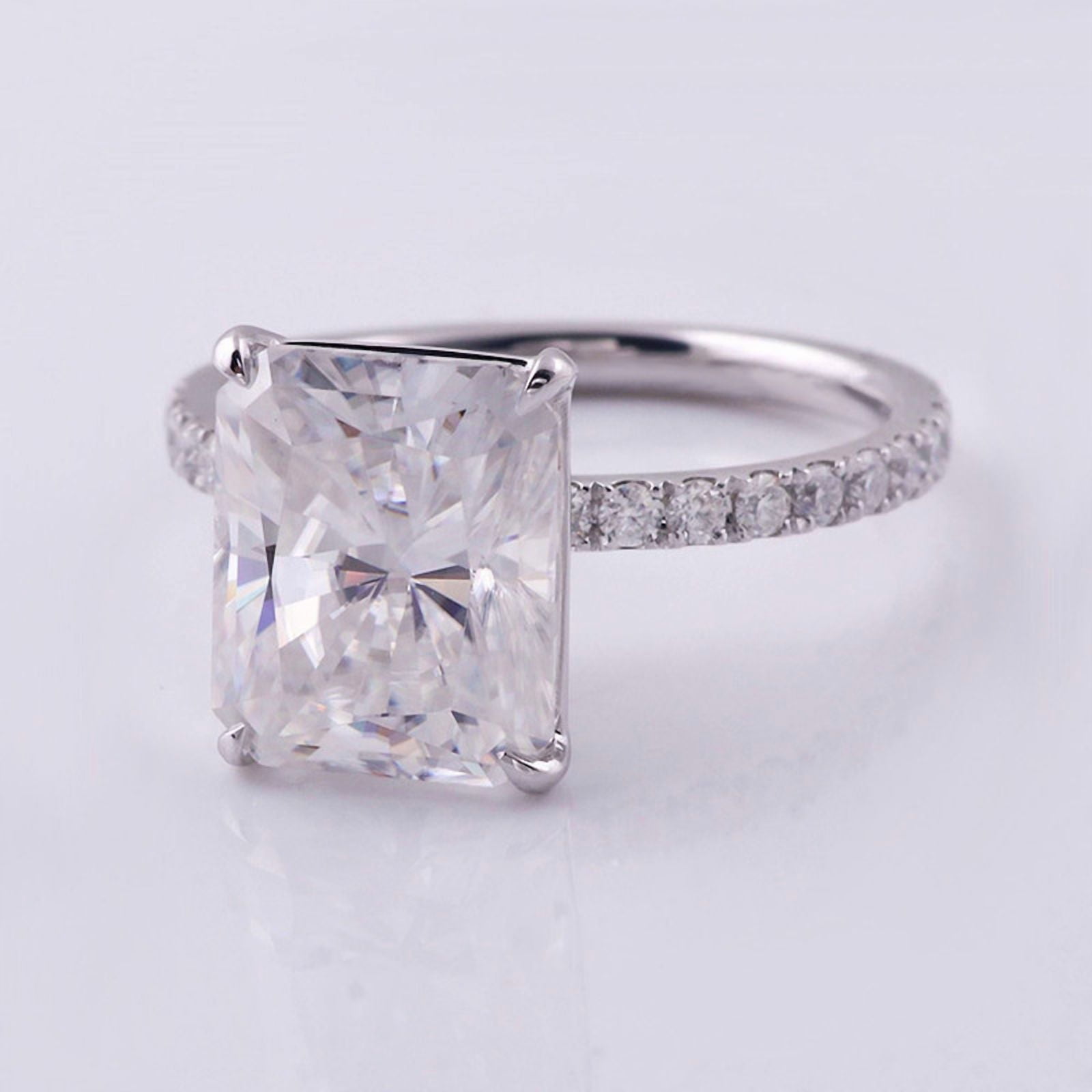solitaire jewels 5CT Radiant Moissanite Solitaire Engagement Ring For Women, 14K Yellow Gold