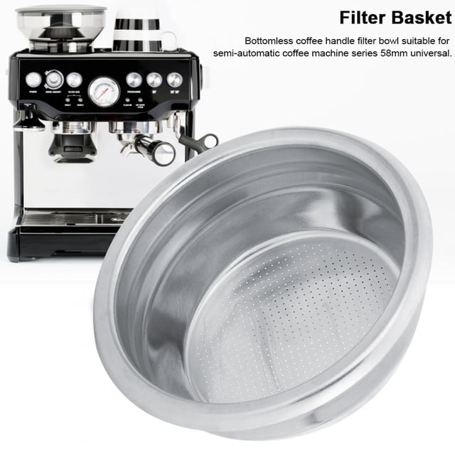 FILTRO DE FILTRO DE MÁQUINA DE CAFÉ DE 58 MM CESTA SEMI AUMÁTICA FILTRO DE MANIJA SIN FONDO ADECUAD