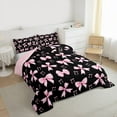 thumbnail image 3 of Feelyou Princess Bow-tie Kids Twin Comforter Sets, Black Pink Cartoon Bedding Set, 2-Piece, 3 of 8