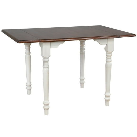 Andrews 48-in Rectangle Drop Leaf Dining Table Antique White/Chestnut Brown Wood