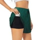 thumbnail image 1 of Balery Dark teal green Pantalones cortos deportivos para mujer con forro y dos bolsillos, elásticos, para entrenamiento, gimnasio, yoga-Large, 1 of 7