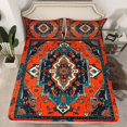 thumbnail image 2 of Homewish Vintage Bohemain Pattern Twin Sheet Sets,Boho Theme Twin Fitted Sheet,Orange Deepblue Beige 03 For Adult,Breathable Home Decor,3-Piece, 2 of 7