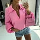 thumbnail image 2 of Moda Mujer Camiseta de manga larga Cuello en V Jersey Blusa sólida Tops con botones Fridja  czfsfas5580, 2 of 9