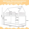 thumbnail image 2 of Harper & Bright Designs Twin Size House Bunk Bed with Ladder, Twin Over Twin Metal Bunk Bed Frame with Guardrail for Boys and Girls, White, 2 of 13