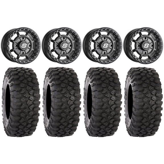 Sedona Rift 15x7 Wheels Black 30" XC450 Tires Can-Am Maverick X3 / Honda Pioneer 1000 / Talon