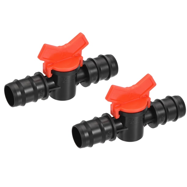 Conector de barbilla de 25 mm Uxcell con válvula de bola de cierre de plástico para riego, paquete de 2