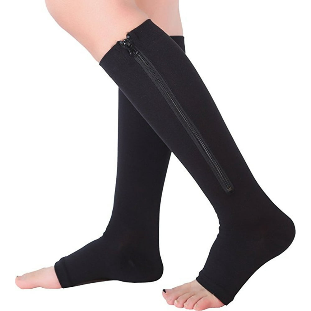 Zip Sox Socks Medical Compression Stockings w/ Open Toe for Men & Women