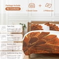 thumbnail image 6 of 3 Piece Burnt Orange Duvet Cover Set Twin Size, Microfiber Comforter/Quilt Cover with Corner Ties and 2 Pillowcases, Sparkle Gold Stained Floral Flower Art All Season Soft Bedding with Zipper Closure, 6 of 8