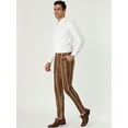 thumbnail image 4 of Pantalones de vestirrayas casuales pahombre Pantalones ajustados de color en contraste con frente plano y corte ajustado marrón XXL, 4 of 6