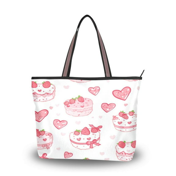 Women's Tote Handbag Cloth Handbag Large Tote Bag Shopping Bag Cute Pink Cake Pattern