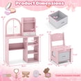 thumbnail image 3 of Costway Kids Vanity Set Princess Girls Makeup Vanity Desk with 3-Color LED Lighted Mirror Pink, 3 of 10