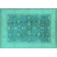thumbnail image 1 of Ahgly Company Machine Washable Indoor Rectangle Oriental Turquoise Blue Traditional Area Rugs, 8' x 10', 1 of 4