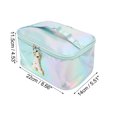 thumbnail image 3 of 1 Pc Bolsa de Maquillaje de Mujer con Letra A Cuadrada para Vacaciones y Actividades al Aire Libre Azul PU, 3 of 3