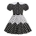 thumbnail image 5 of Toddler Girl Dress Polka Dot Turn Down Collar Puff Sleeve with Belt Elegant Prom Dresses for Girls Princess Dress Size 3-12 Years, 5 of 6