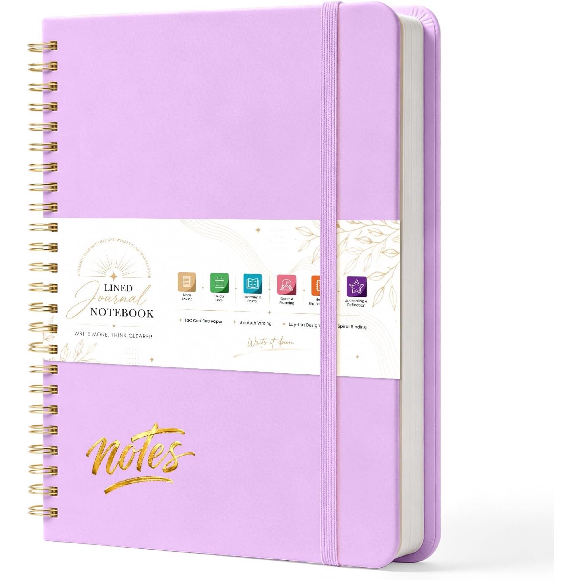 Lined Spiral College Ruled Journal Notebook 140 Pages A5(5.9 x 8.3 ) | Hardcover for Men & Women for Work & School Note taking Eye-Friendly Paper An inner pocket an elastic closure band
