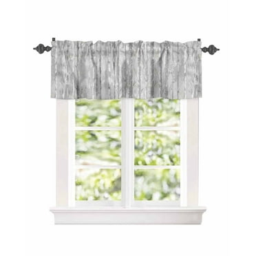 Abstract Forest Tree Oil Painting Window Valances for Kitchen,Rod Pocket Valance Privacy Small Curtain,White Grey Artwork Window Treatment Drapes for Bedroom Laundry Room Farmhouse Home Decor 54x18in