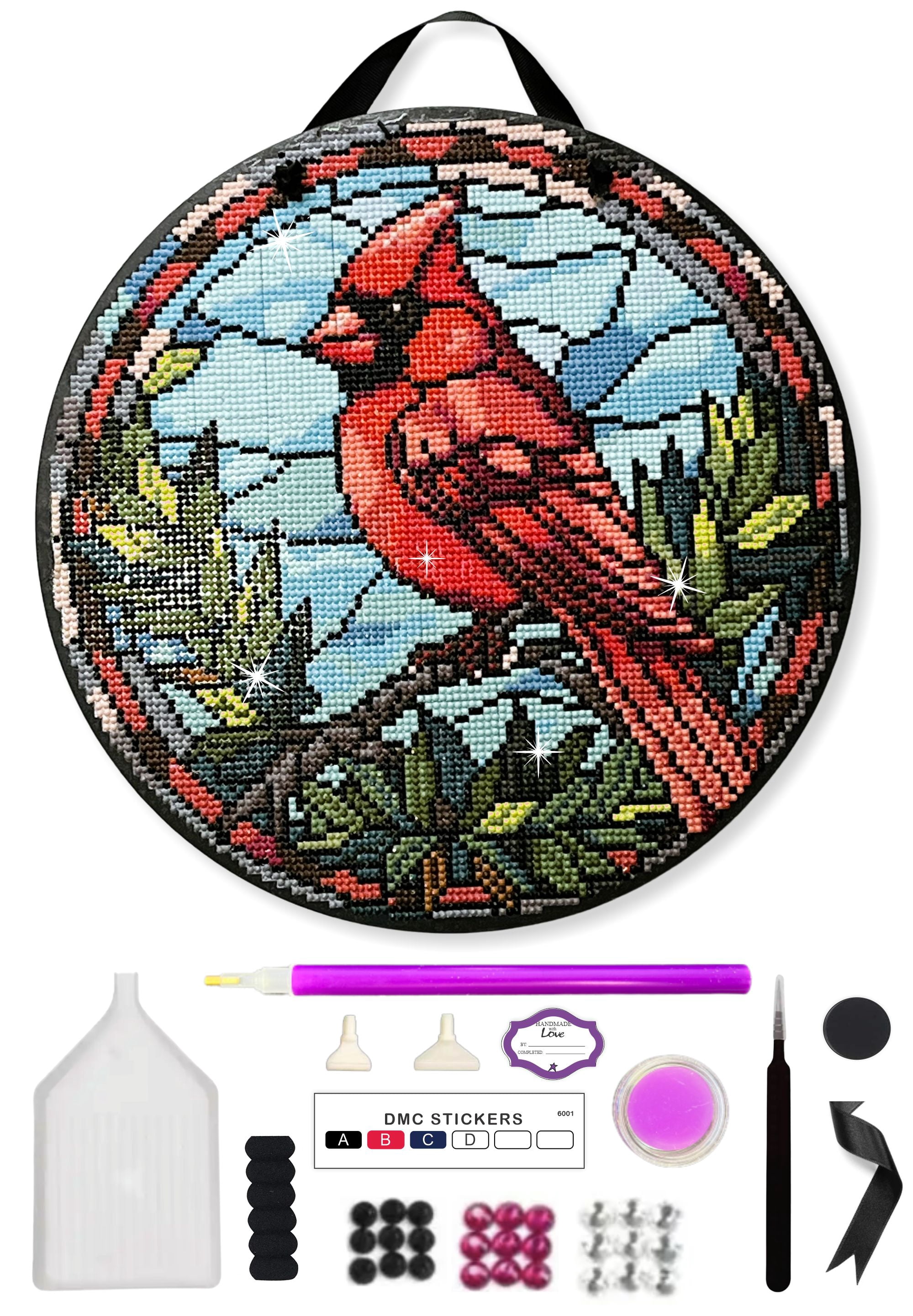 Diamond Painting Art Kit, Cardinal Wood Sign