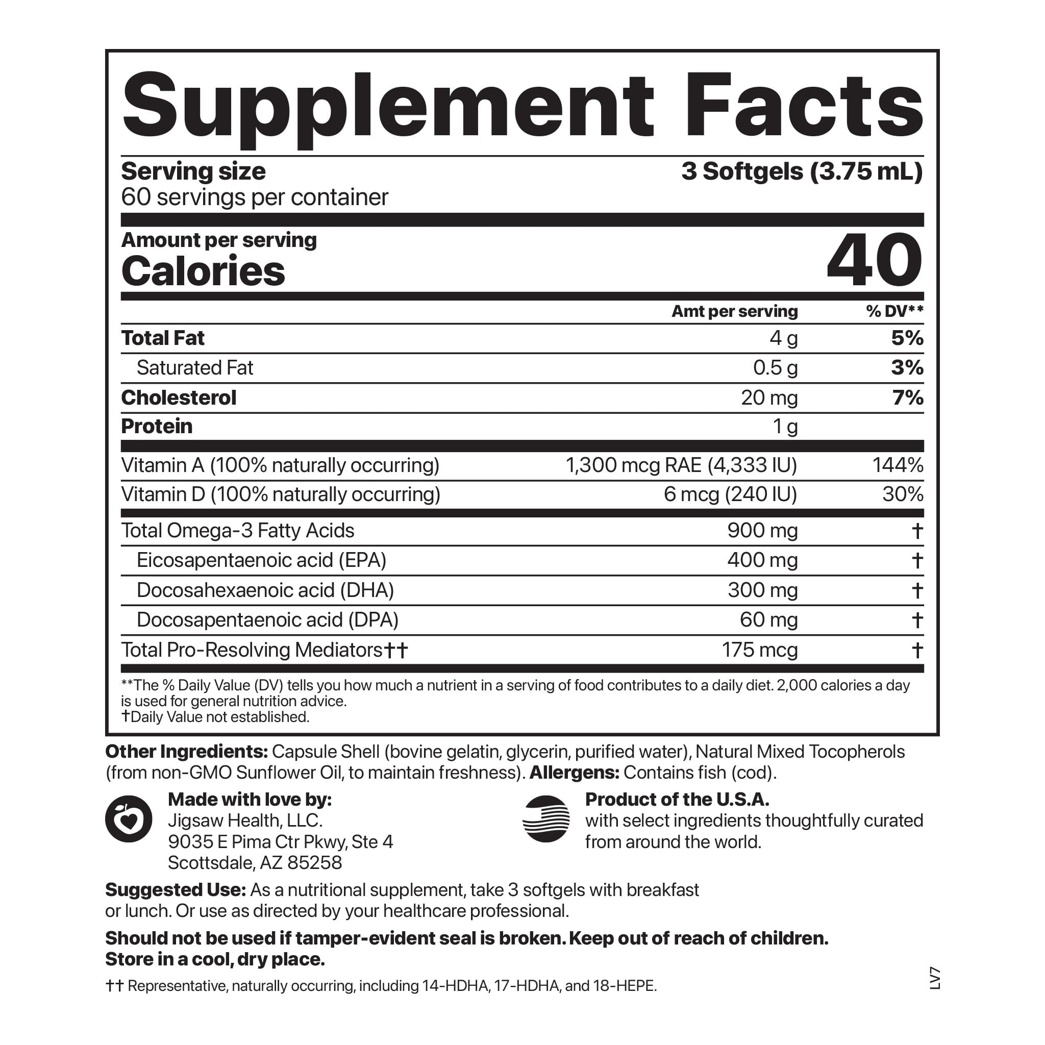 Jigsaw Health Alaskan Cod Liver Oil, 180 Softgels