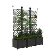 Raised Garden Beds with Trellis, Vertical Planter Box for Climbing Plants, Outdoor Privacy Screen & Garden Kit for Patio, Balcony, Backyard