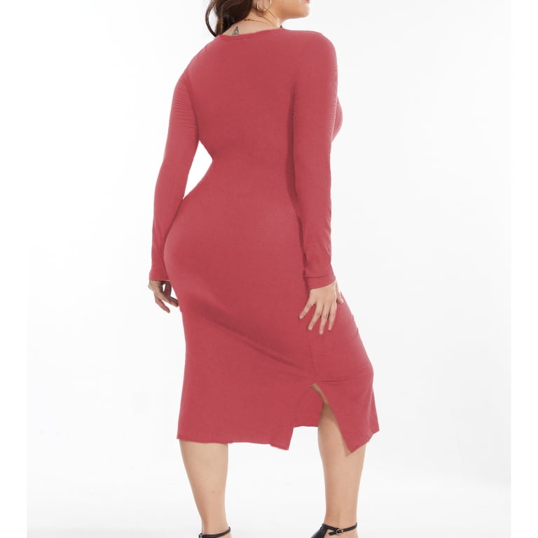 strapless open back dress Hatch The Odette Ribbed Midi Dress in Burgundy main image 0