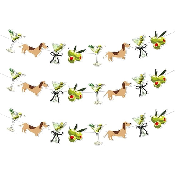 Weenies and Tinis Bachelorette Party Decorations 3Pcs Bow Dachshund Margarita Garland Banner Tini Bit Older Banner Decor for Martini Theme Birthday Bachelorette Party Bridal Shower Supplies