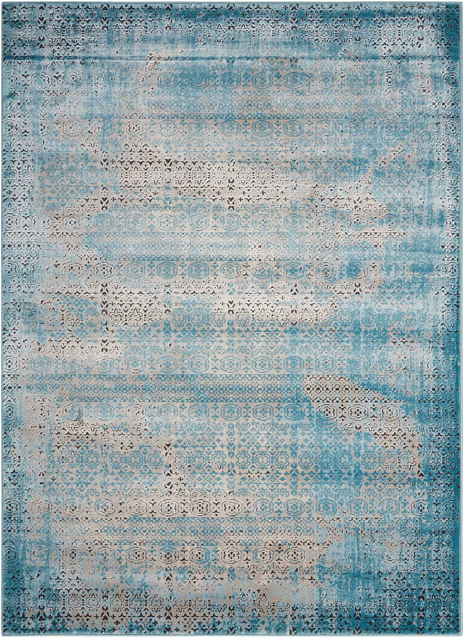 Nourison Karma Damask Blue Area Rug