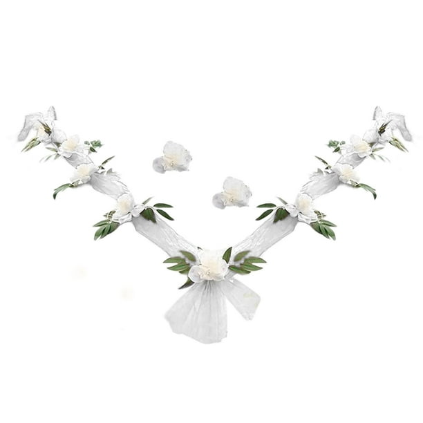 Simulación de decoración de flores para coche de boda, flores artificiales, guirnalda de rosas. Estilo F