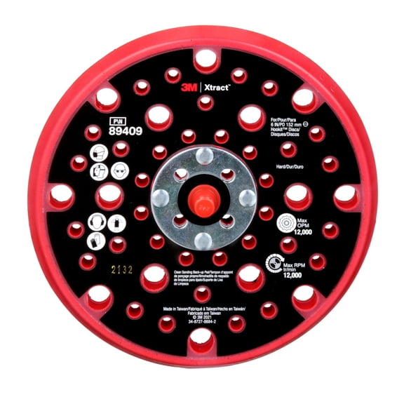 3M - 7100270476 - 3M Xtract Back-up Pad 89409 6 in Hard Red (1EA)