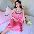 thumbnail image 1 of Camisones de satén de seda para mujer, ropa de dormir sin mangas, Camisón con tirantes, ropa de dormir de encaje para mujer, pijamas para estar en casa, 1 of 5