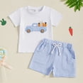 thumbnail image 2 of Toddler Easter Clothes Kids Boys Short Outfit Cute Embroidery Crew Neck T-Shirt Top and Drawstring Shorts Set, 2 of 6