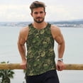 thumbnail image 6 of Gukieu Green Camouflage Skull Print Men's Quick Dry Fitness Vest, Round Neck Sleeveless Fitness Bodybuilding Top-Large, 6 of 7