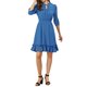 thumbnail image 1 of Vestido A-Line de Chifón con Mangas 3/4 y Volantes en Capa para Mujeres INSPIRE CHIC en Indigo, 1 of 7