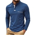 thumbnail image 2 of Trikvn Men's Henley Shirt Long Sleeve Casual Shirts Contrast Placket with Pocket for Golf Business Work Slim Fit Pullover Tops Activewear, 2 of 7