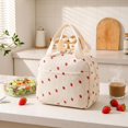 thumbnail image 5 of UNLLLL Portable Insulated Lunch Bag with Ice Pack, Corduroy Bento Tote, Thermal Food Storage Carrier, for Work Picnic Camping Daily Use (White, Strawberry), 5 of 7