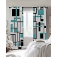 thumbnail image 2 of Blackout Curtains for Bedroom, Abstract Aqua, Room Darkening Window Drapes for Living Room, Modern Grey Geometric White Middle Century Thermal Insulated Grommet Curtains, 52x63 inch, 2 Panels, 2 of 9
