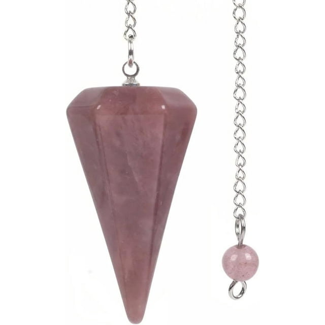 Angelstones Pendentif Reiki Chakra à Pointe Hexagonale en Cristal de Roche en Quartz Naturel Fraise