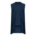thumbnail image 4 of Women’s Tank Tops for Summer Casual Sleeveless Crew Neck Irregular Fit Slim Solid Color Tank Tops for Going Out Navy M, 4 of 5