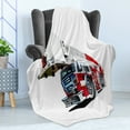 thumbnail image 4 of Truck Soft Flannel Fleece Throw Blanket, Speeding to Danger Illustration Emergency Services Theme 911 Cartoon, Cozy Plush for Indoor and Outdoor Use, 50" x 60", Blue Grey Red, by Ambesonne, 4 of 5