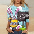 thumbnail image 1 of Pntutb T-Shirt Imprimé Pâques à Manches Longues Femmes Mode Manches 3/4 Manches Blouse Col Rond Casual Tops Rollbacks, 1 of 5