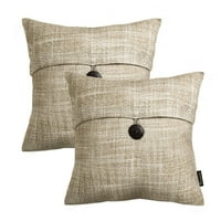 Phantoscope Farmhouse Button Series Decorative Throw Pillow, 18" x 18", Beige, Set of 2